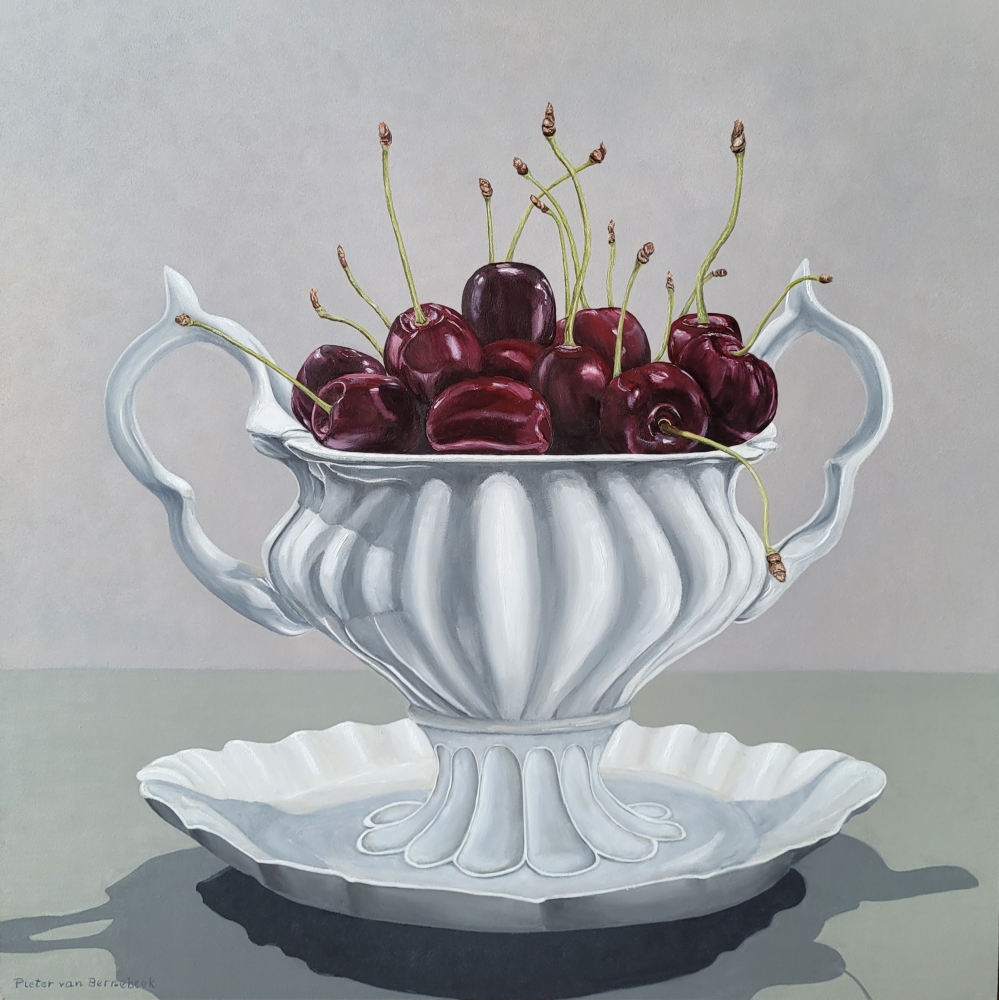 Cherries in sugar bowl